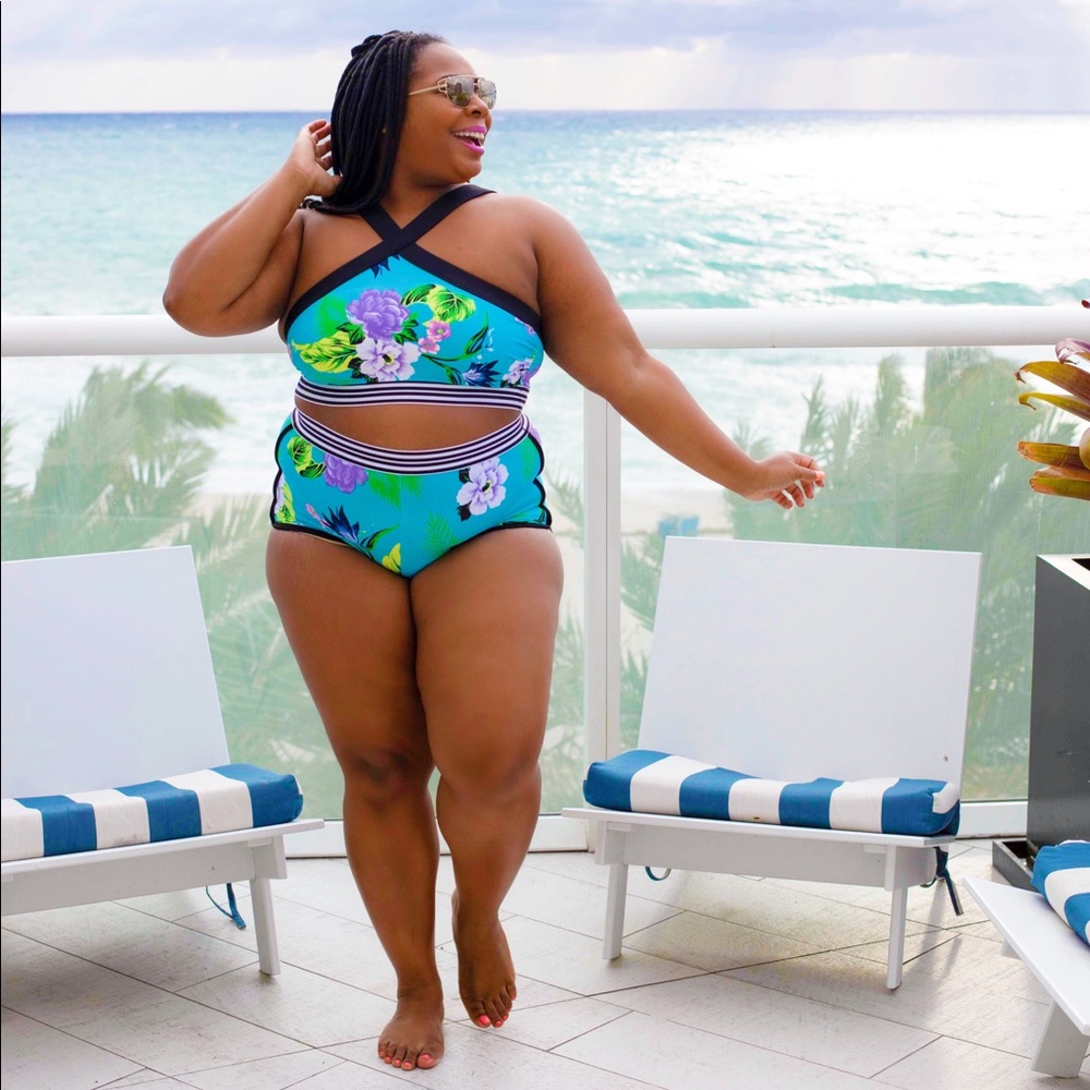 Floral Print High Neck Bikini